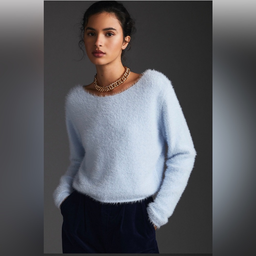 Anthropologie Pilcro Mona Eyelash Sweater in Sky Blue XS